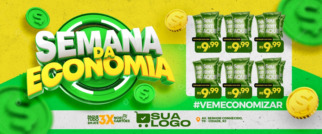 Banner Encarte Semana da Economia Social Media PSD Editável