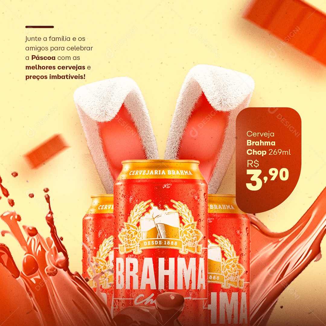 Cerveja Brahma Chop 3.90 Cervejaria Páscoa Social Media PSD Editável