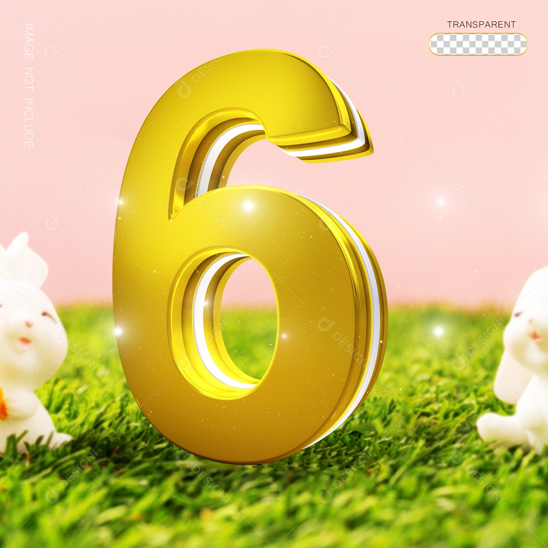 Numero 6 Sobre Fundo Rosa Elemento 3D PSD