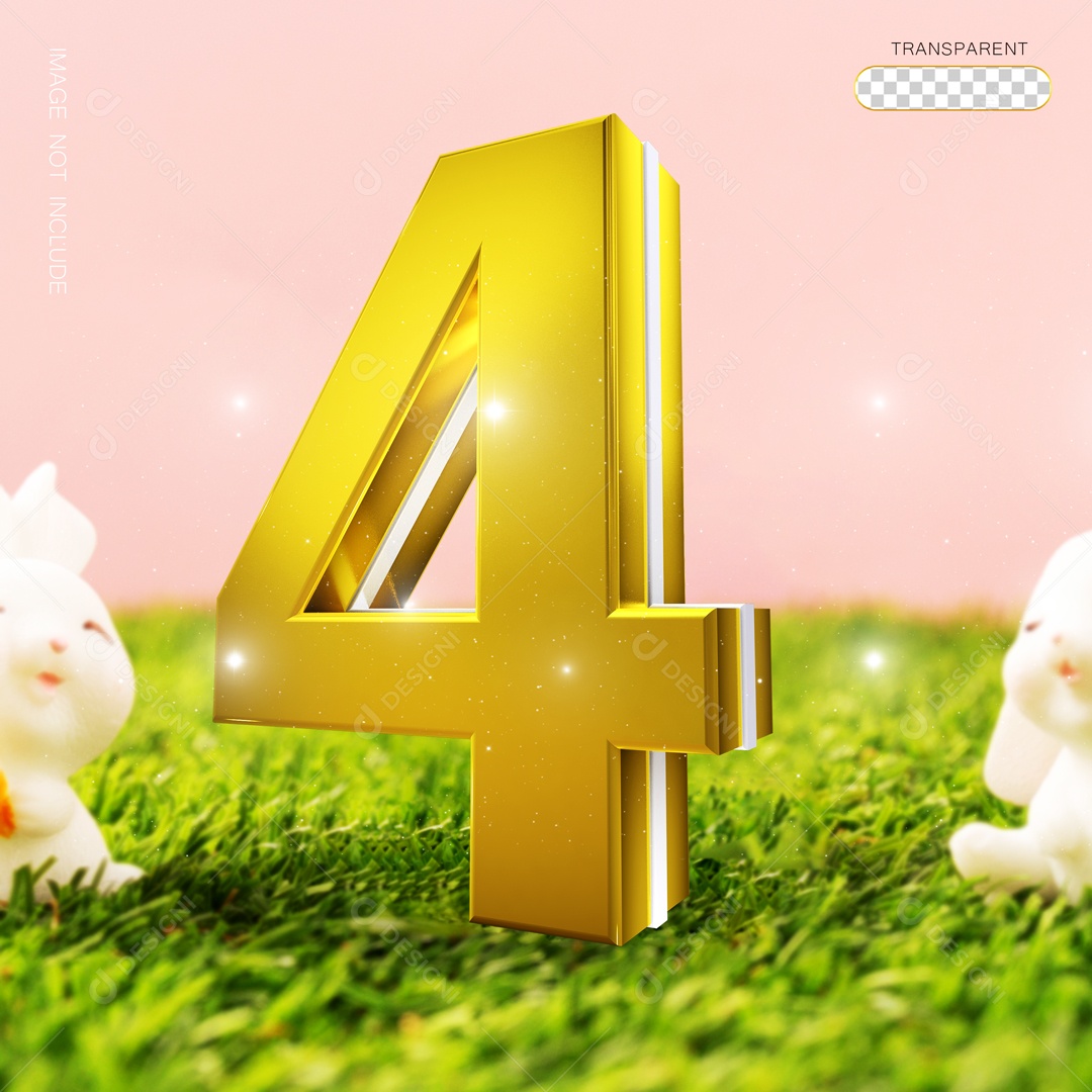 Numero 4 Sobre Fundo Rosa Elemento 3D PSD