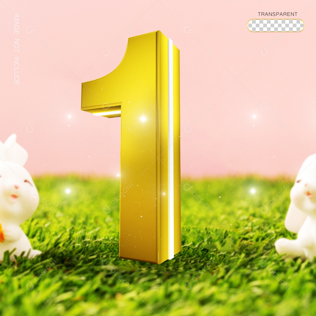 Numero 1 Sobre Fundo Rosa Elemento 3D PSD