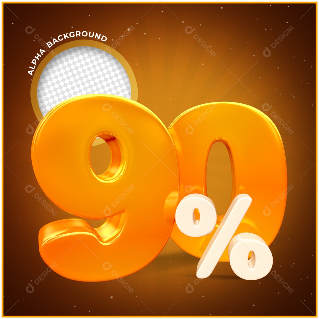 Numero Dourado 90% De Desconto Elemento 3D PSD