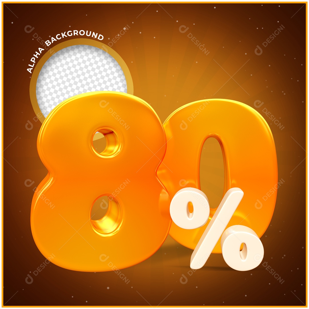 Numero Dourado 80% De Desconto Elemento 3D PSD