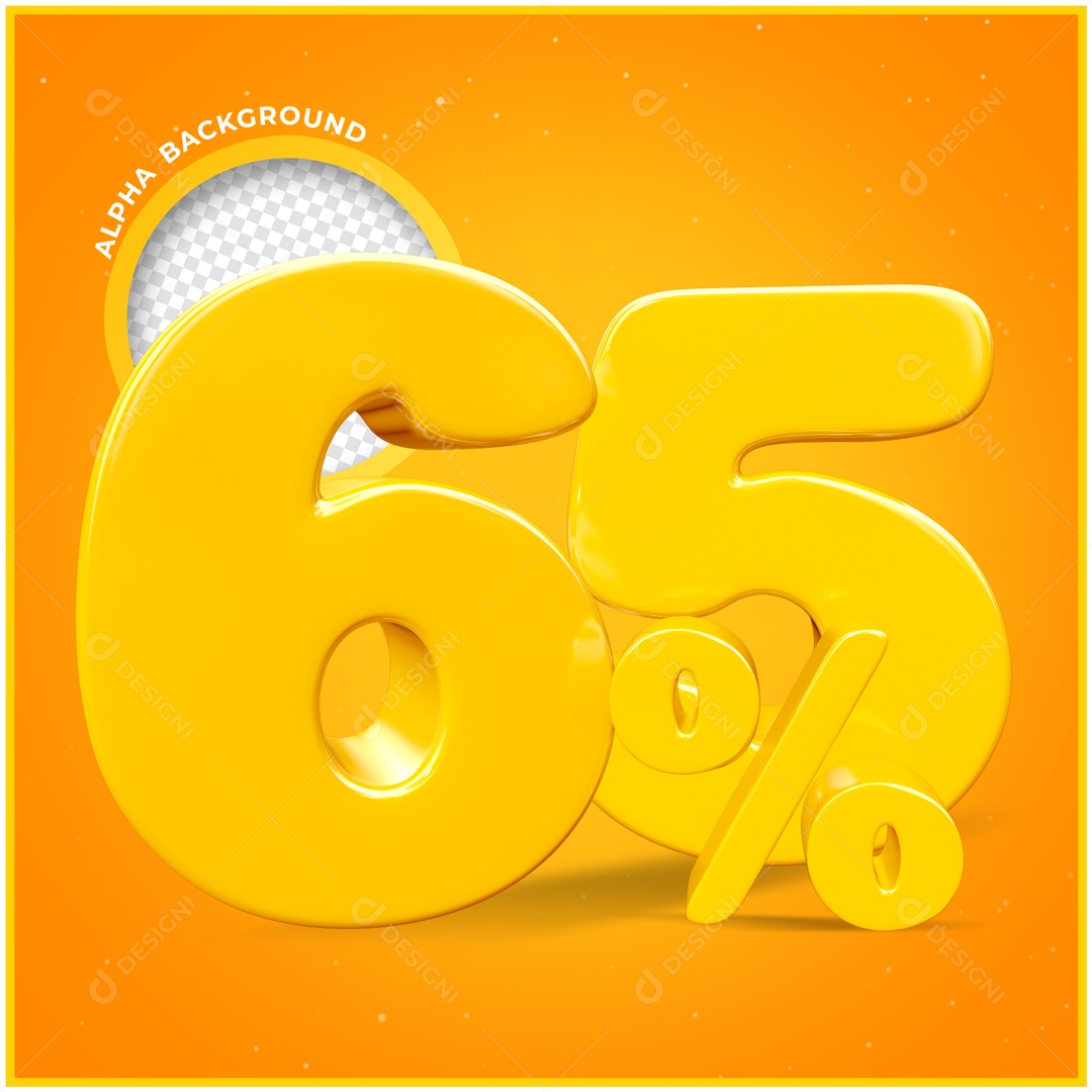 Numero Amarelo 65% De Desconto Elemento 3D PSD