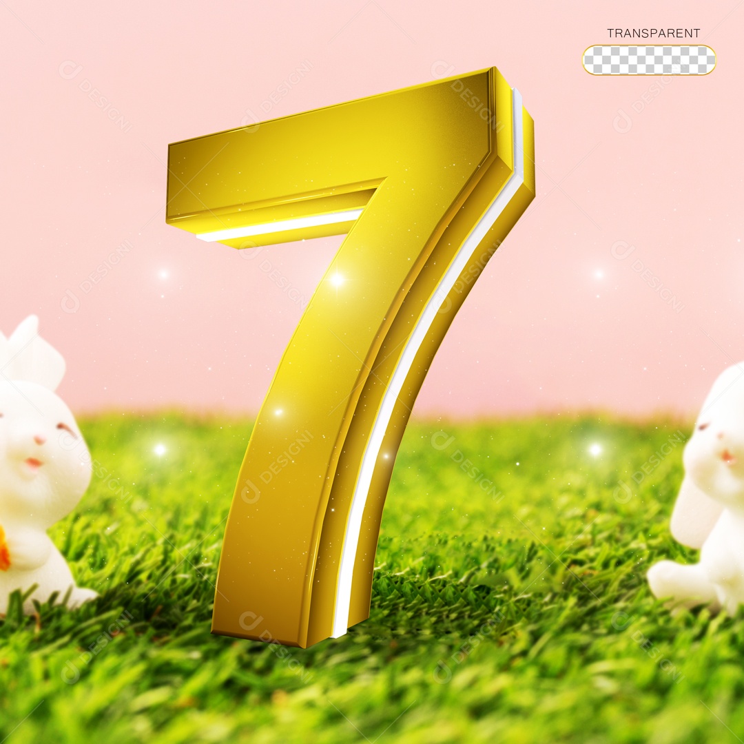 Numero 7 Sobre Fundo Rosa Elemento 3D PSD