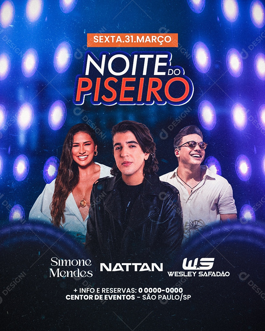 Noite Do Piseiro Simone Mendes Nattan Welsey Safadão Flyer Social Media PSD Editável