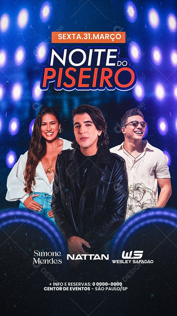 Story Noite Do Piseiro Simone Mendes Nattan Welsey Safadão Flyer Social Media PSD Editável
