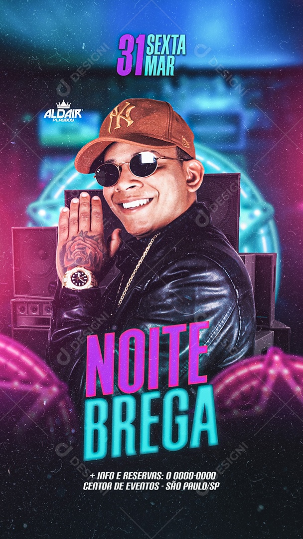 Story Noite Brega Aldair Play Boy Flyer Social Media PSD Editável
