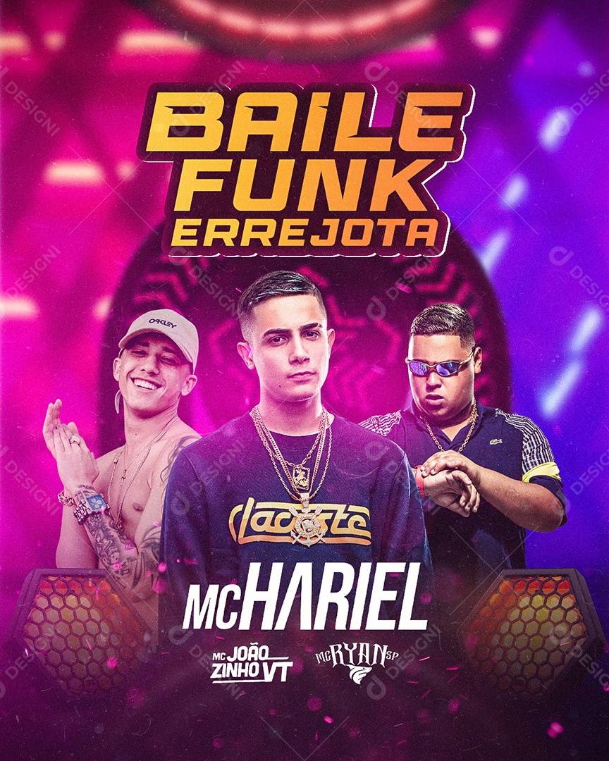 Baile Funk Errejota Mc Joãozinho VT Mc Hariel Mc Ryan Flyer Social Media PSD Editável