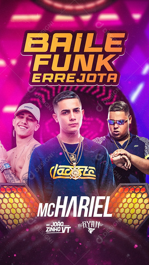 Story Baile Funk Errejota Mc Joãozinho VT Mc Hariel Mc Ryan Social Media Flyer Editable PSD