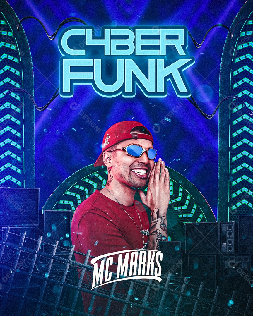 Cyber Funk Flyer Mc Mark Social Media PSD Editável