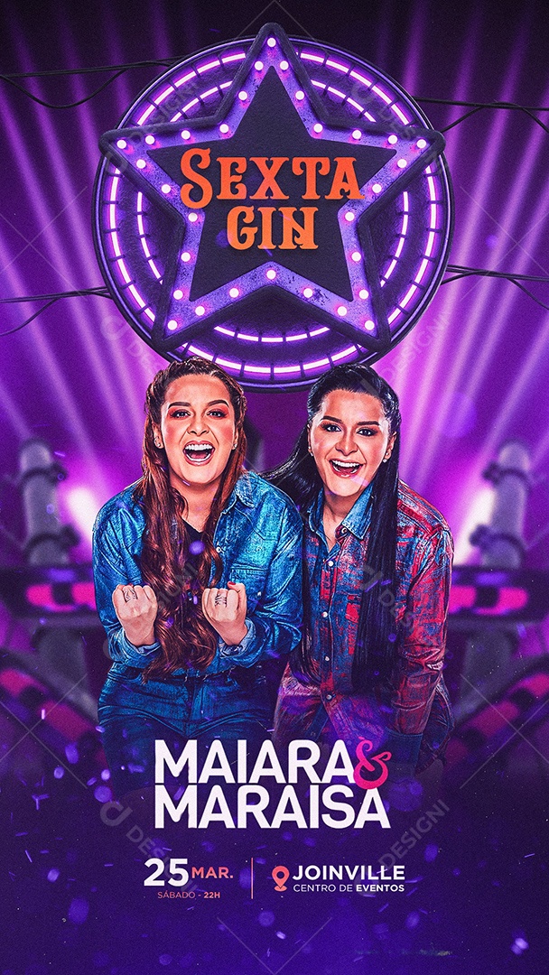 Story Sexta Giin Maiara & Maraisa Flyer Social Media PSD Editável