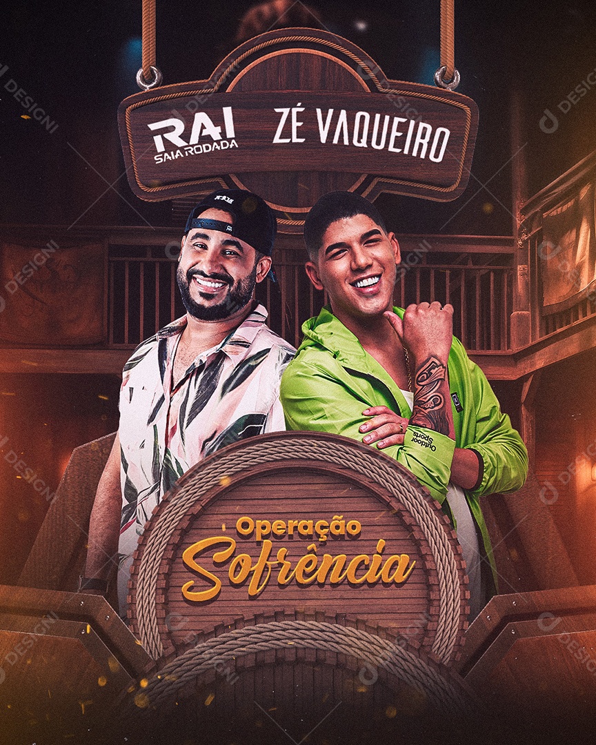 Operação Sofrência Raí Saia Rodada Zé Vaqueiro Flyer Social Media PSD Editável