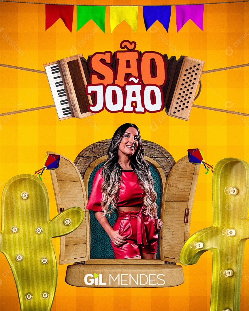 São João Flyer Gil Mendes Social Media PSD Editável