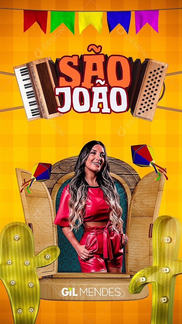 Story São João Flyer Gil Mendes Social Media PSD Editável