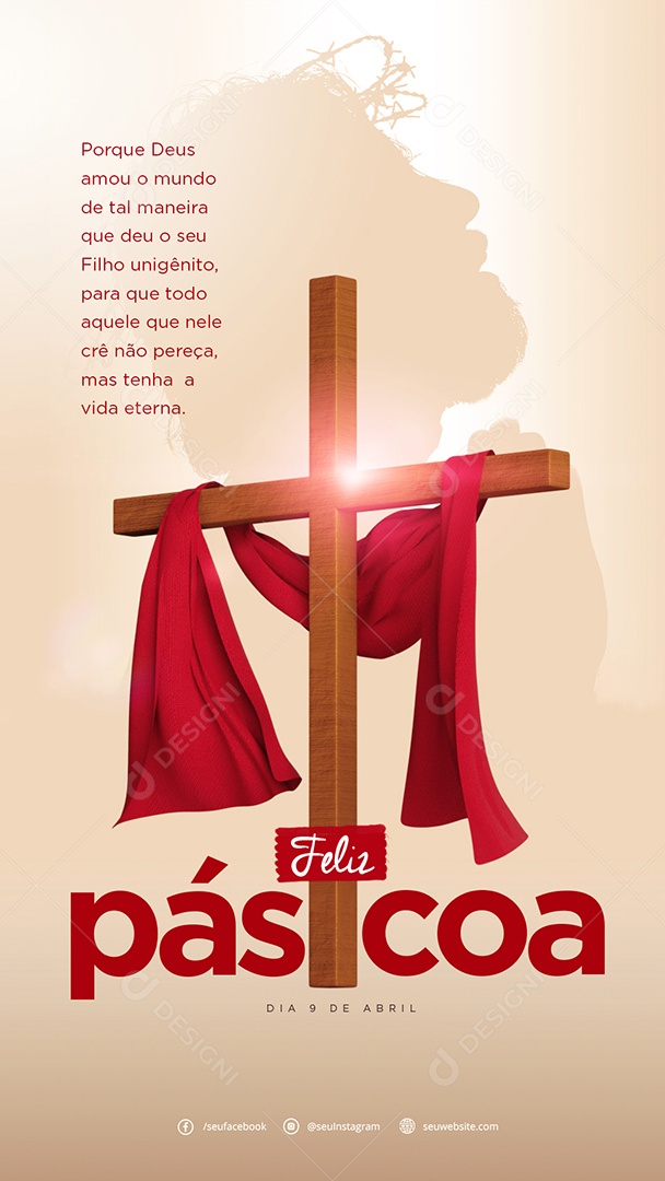 Story Feliz Páscoa Dia 9 de Abril Social Media PSD Editável