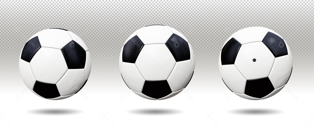 Elemento De 3 Bolas De Futebol Para Composição PSD