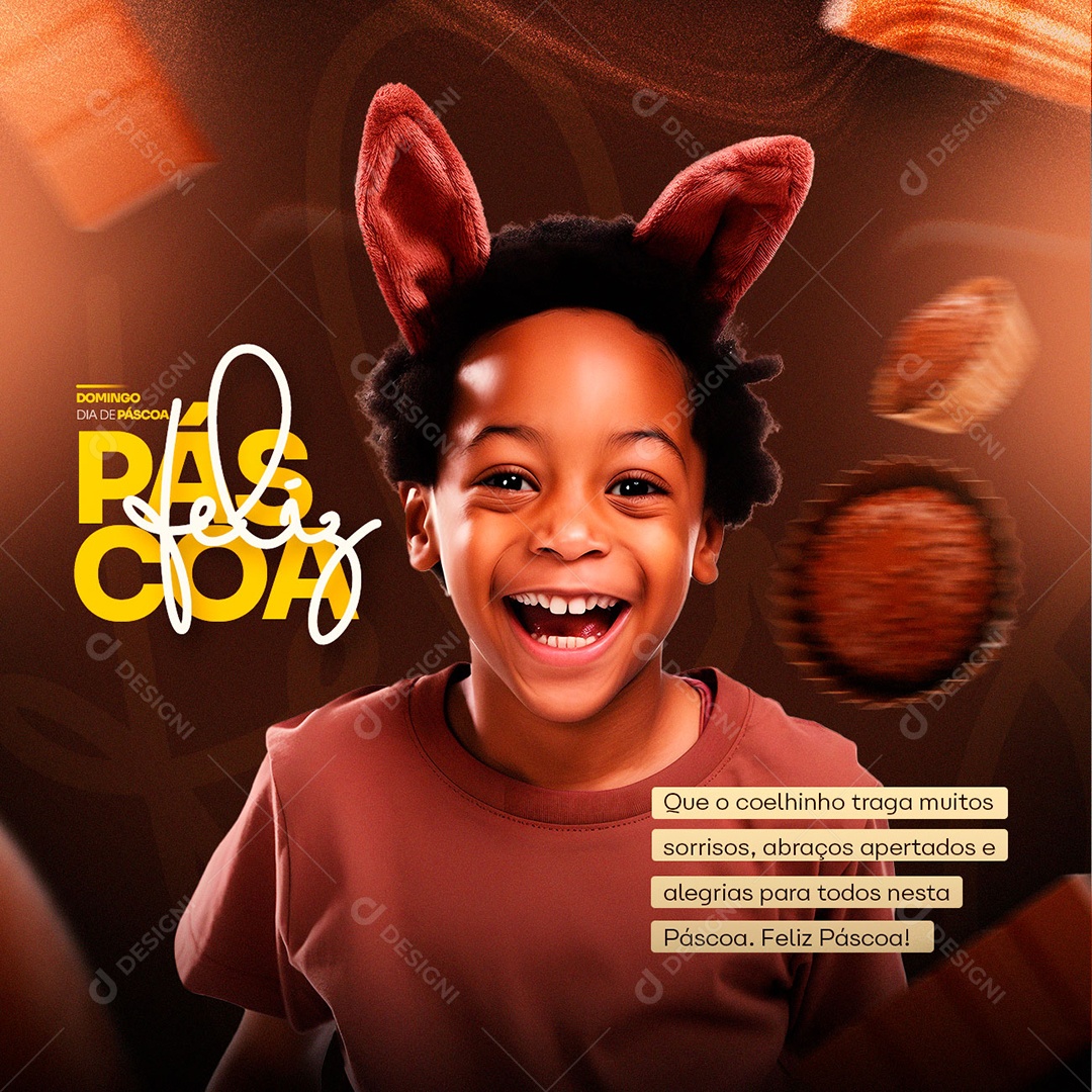 Que O Coelhinho Da Páscoa Traga Muitos Doces E Muita Alegria Social Media PSD Editável