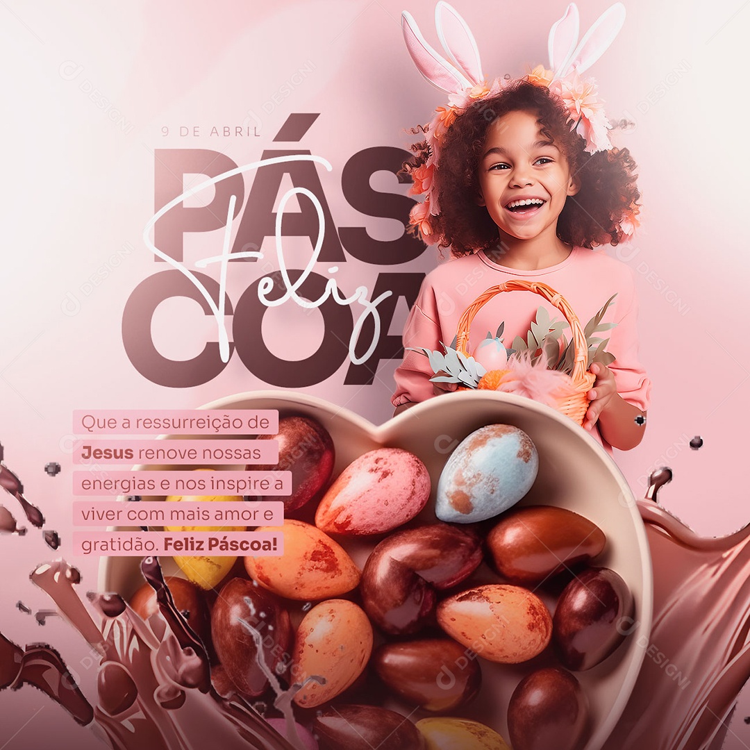 Que A Ressurreição De Cristo Nos Encha De Alegria E Fé Semana Santa Social Media PSD Editável