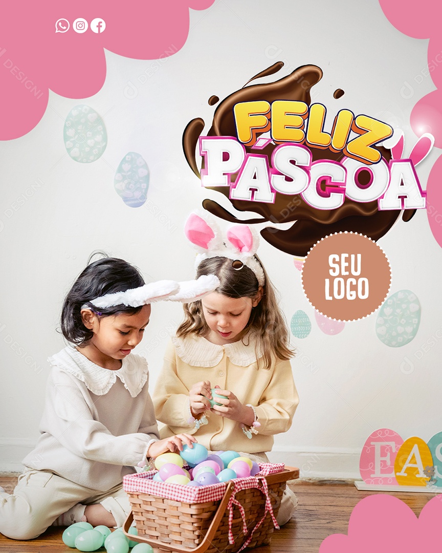 Feliz Páscoa Social Media PSD Editável