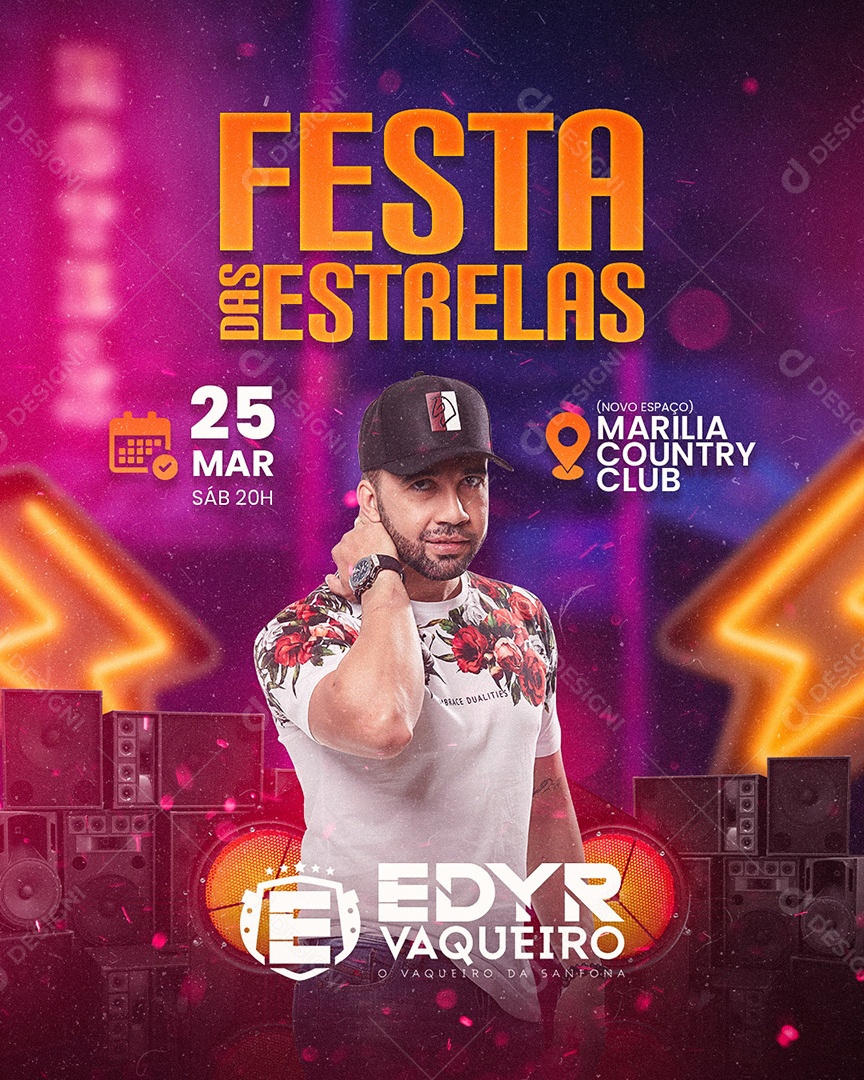 Festa Das Estrelas Edyr Vaqueiro Flyer Social Media PSD Editável