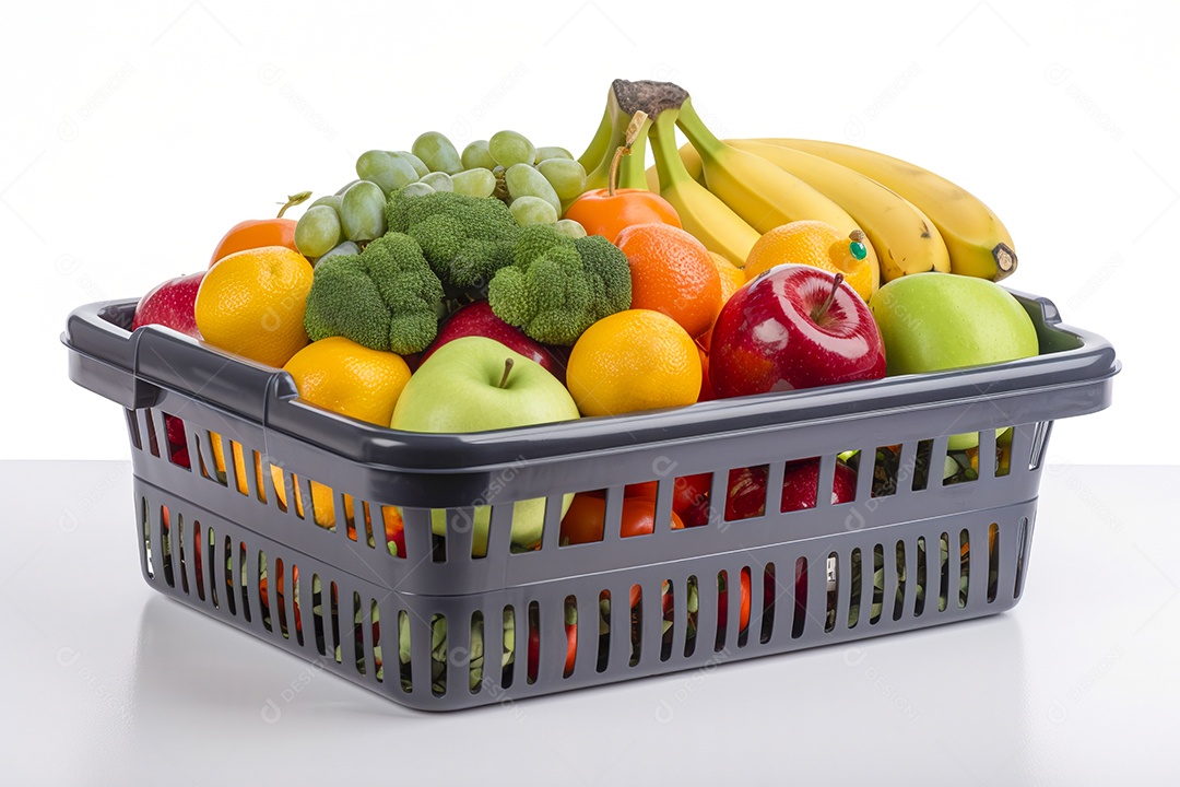 Cestas de frutas sobre fundo isolado