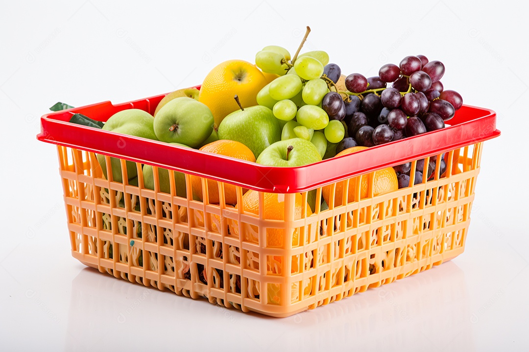 Cestas de frutas sobre fundo isolado
