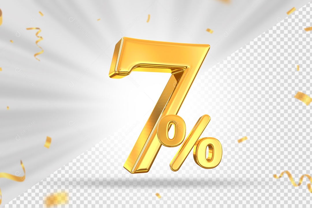 Numero Dourado De 7% Elemento 3D PSD