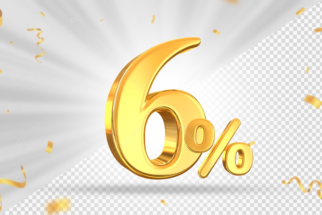 Numero Dourado De 6% Elemento 3D PSD