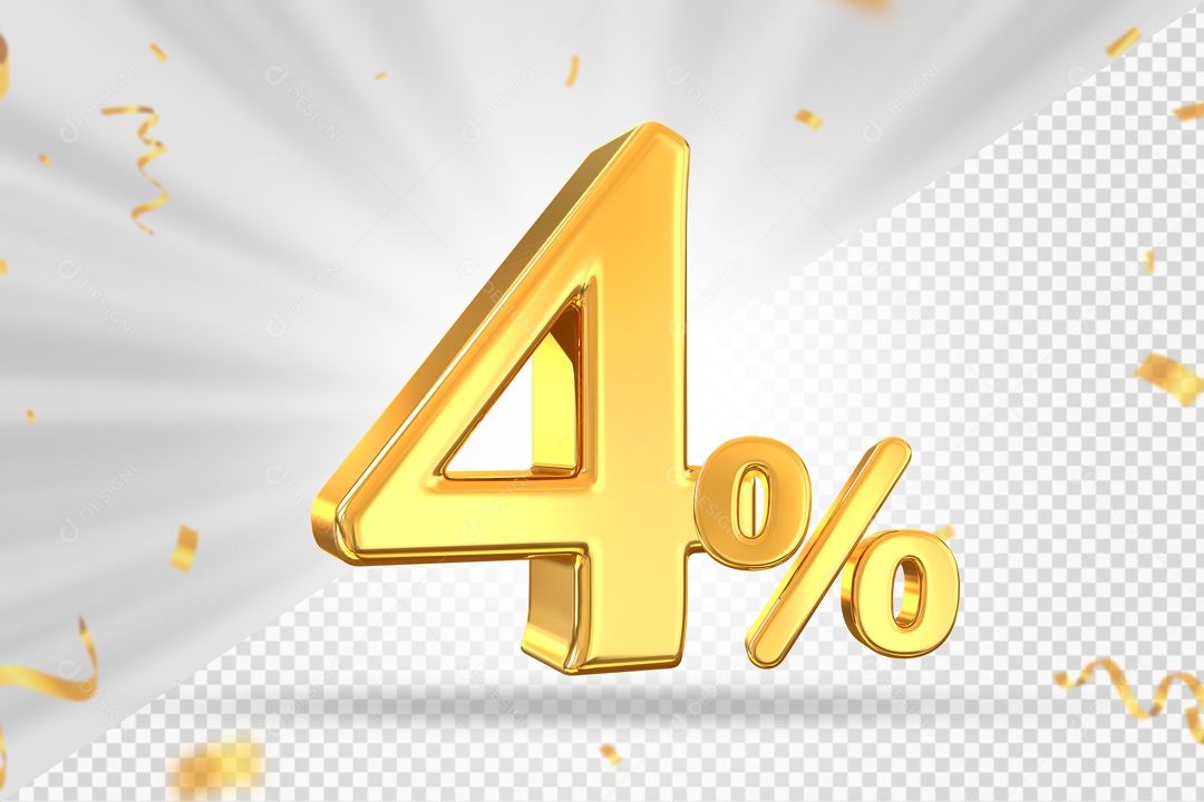 Numero Dourado De 4% Elemento 3D PSD