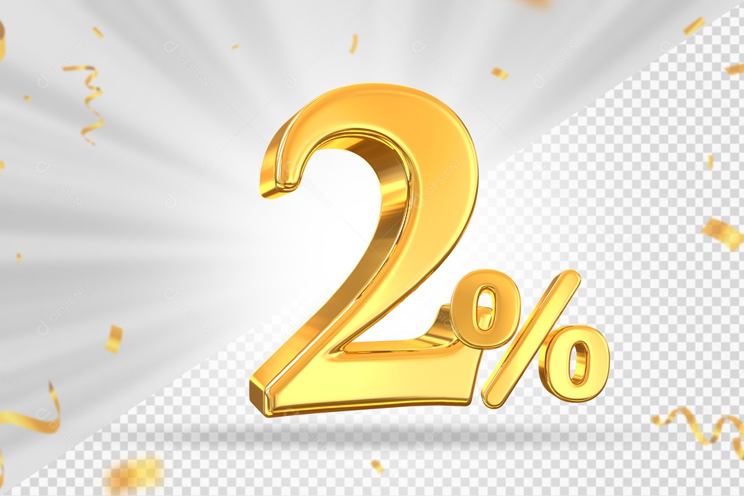 Numero Dourado De 2% Elemento 3D PSD