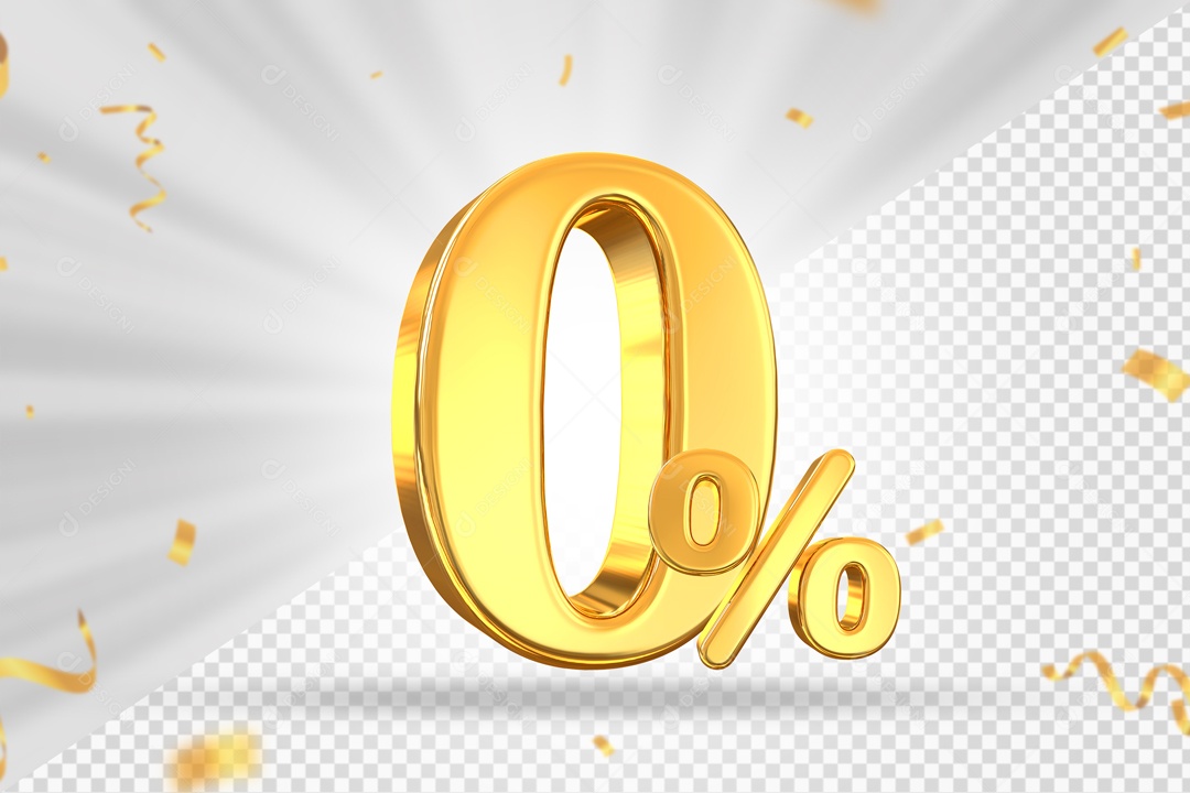 Numero Dourado De 0% Elemento 3D PSD