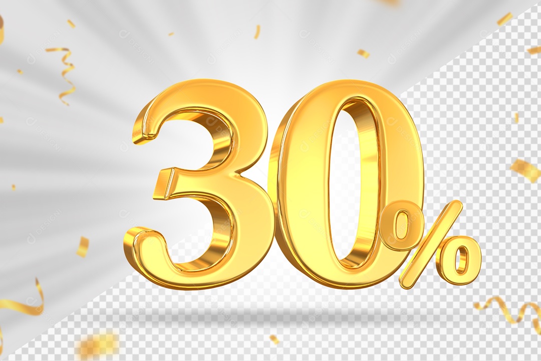 Numero Dourado De 30% Elemento 3D PSD