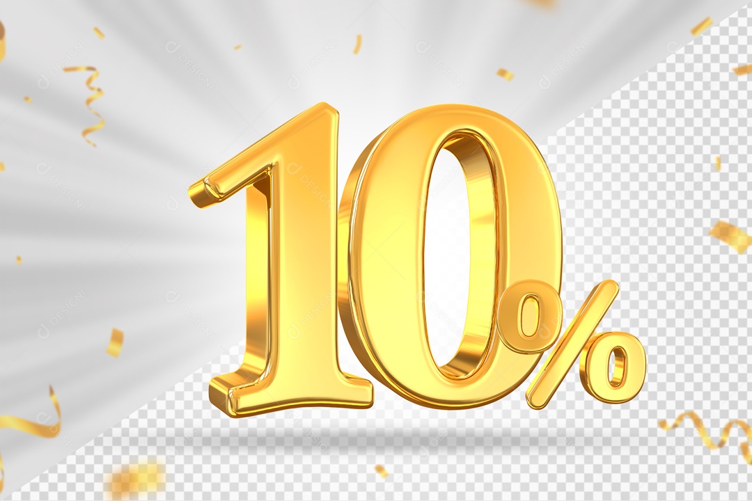 Numero Dourado De 10% Elemento 3D PSD