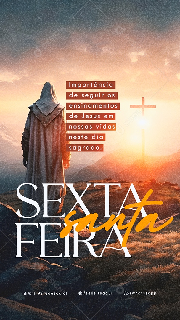 Story Seguir Os Ensinamentos De Jesus Semana Santa Sexta-Feira Santa Social Media PSD Editável