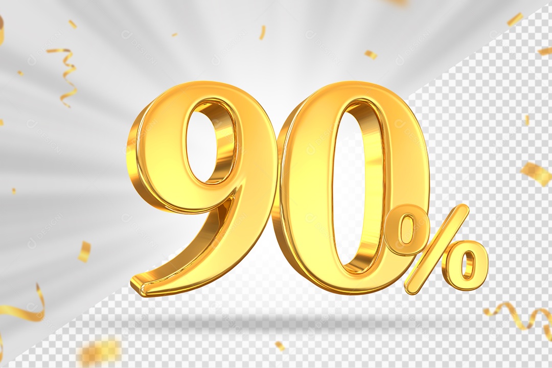 Numero Dourado De 90% Elemento 3D PSD