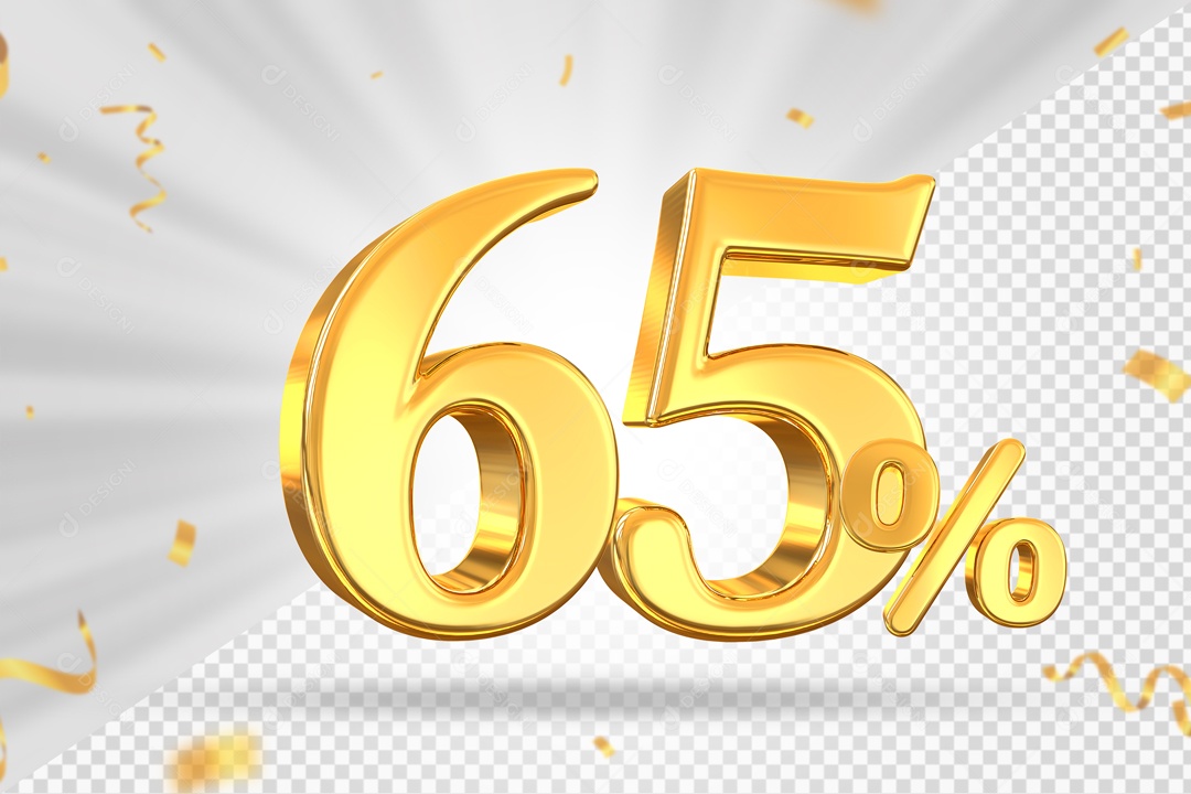 Numero Dourado De 65% Elemento 3D PSD