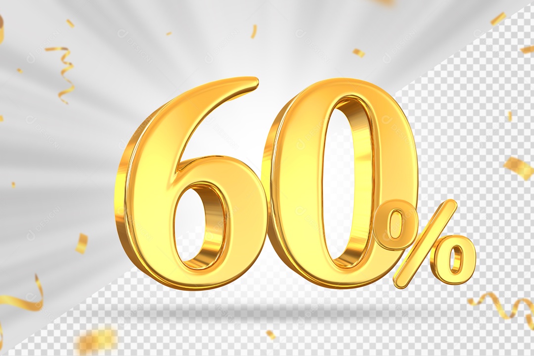 Numero Dourado De 60% Elemento 3D PSD