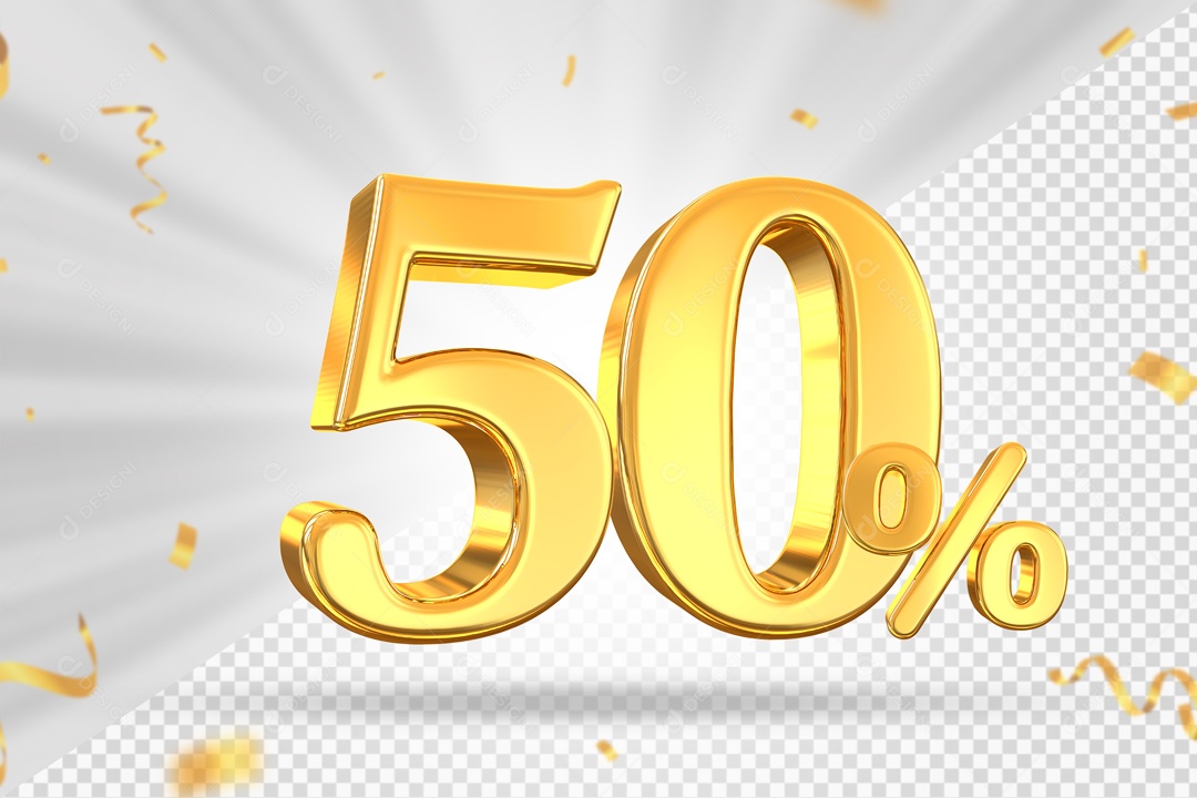 Numero Dourado De 50% Elemento 3D PSD