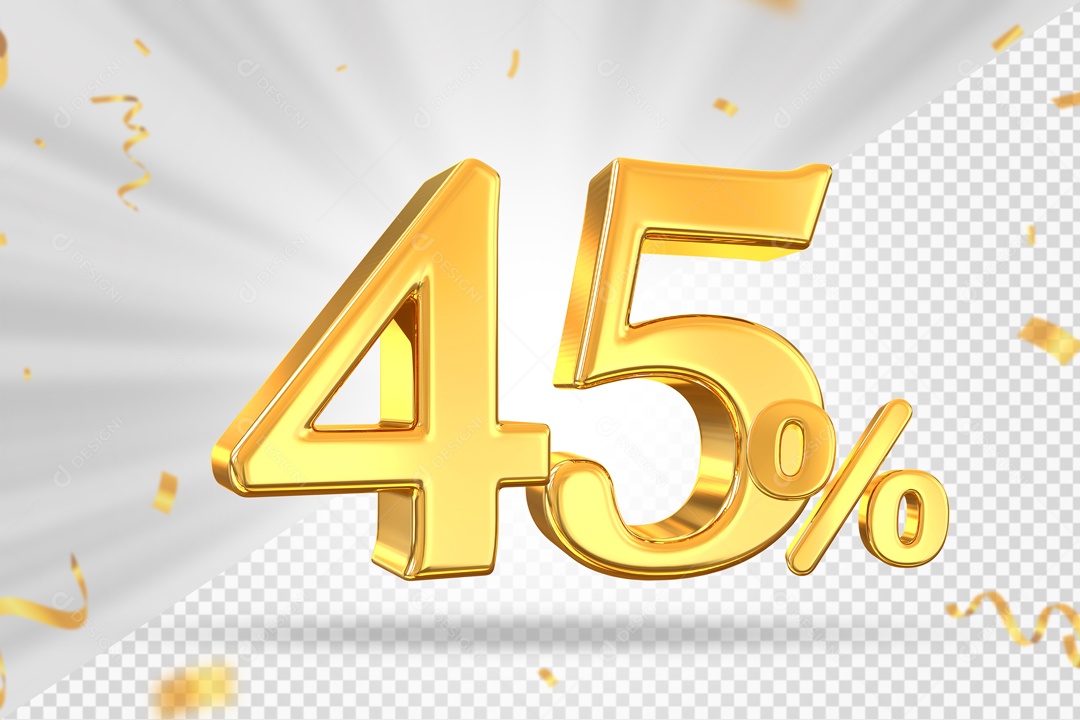 Numero Dourado De 45% Elemento 3D PSD