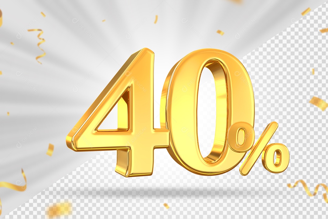 Numero Dourado De 40% Elemento 3D PSD