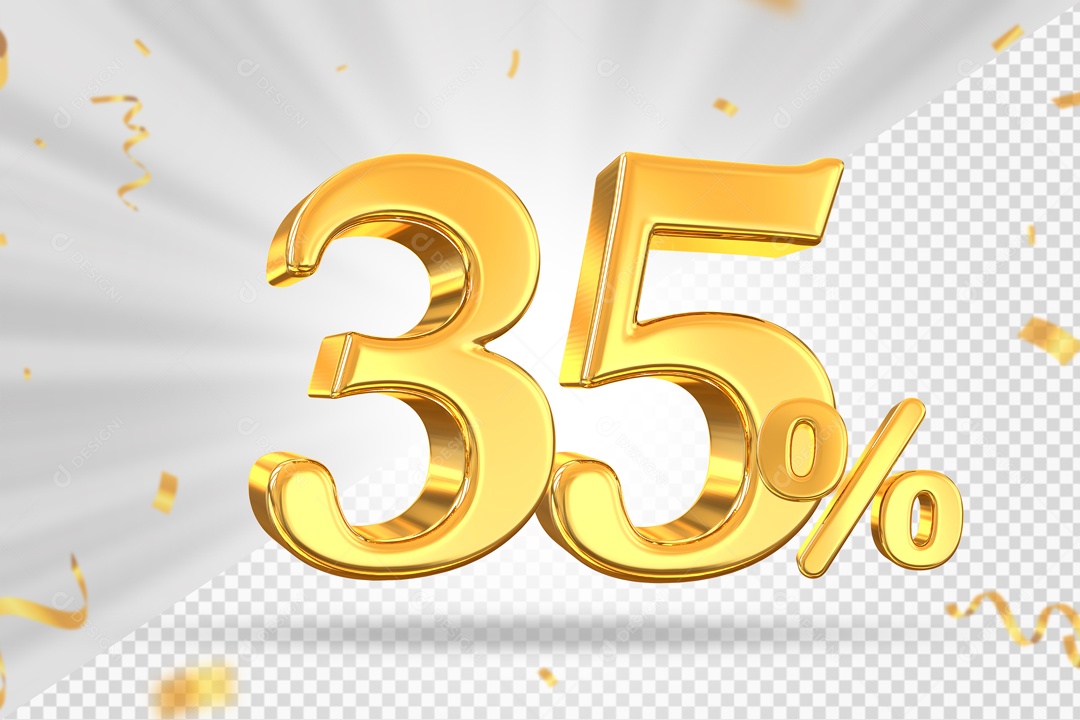 Numero Dourado De 35% Elemento 3D PSD