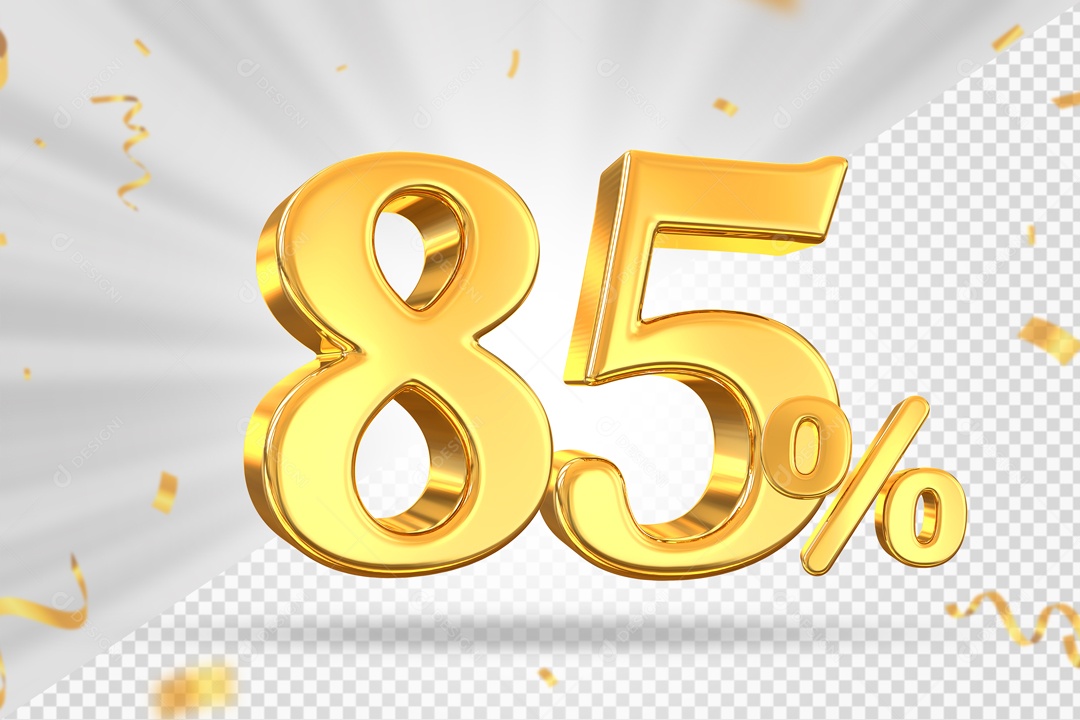 Numero Dourado De 85% Elemento 3D PSD