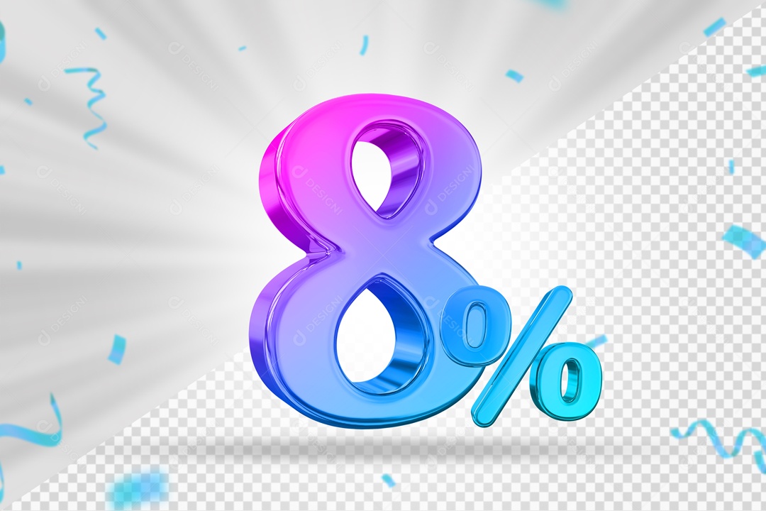 Numero Colorido De 8% Elemento 3D PSD