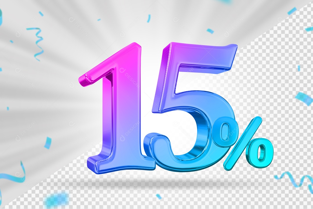 Numero Colorido De 15% Elemento 3D PSD