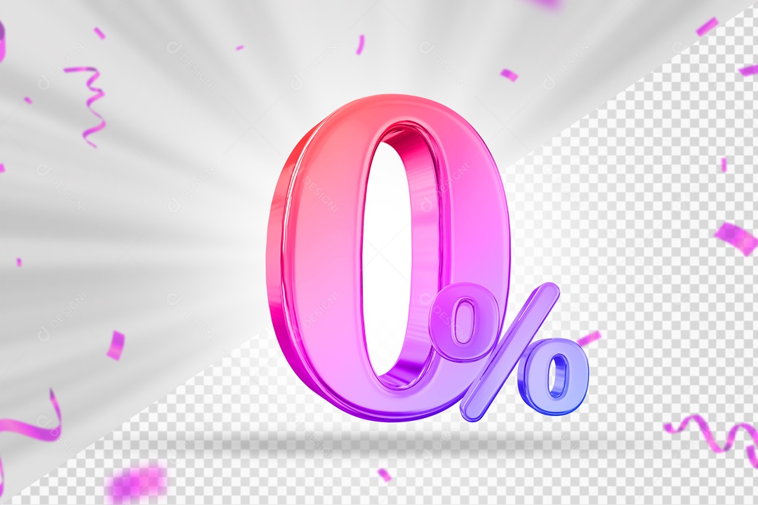 Numero Colorido De 0% Elemento 3D PSD