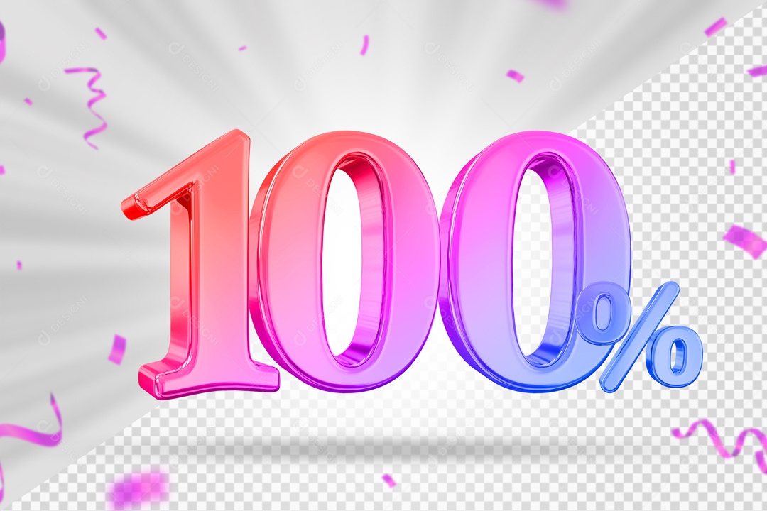 Numero Colorido De 100% Elemento 3D PSD