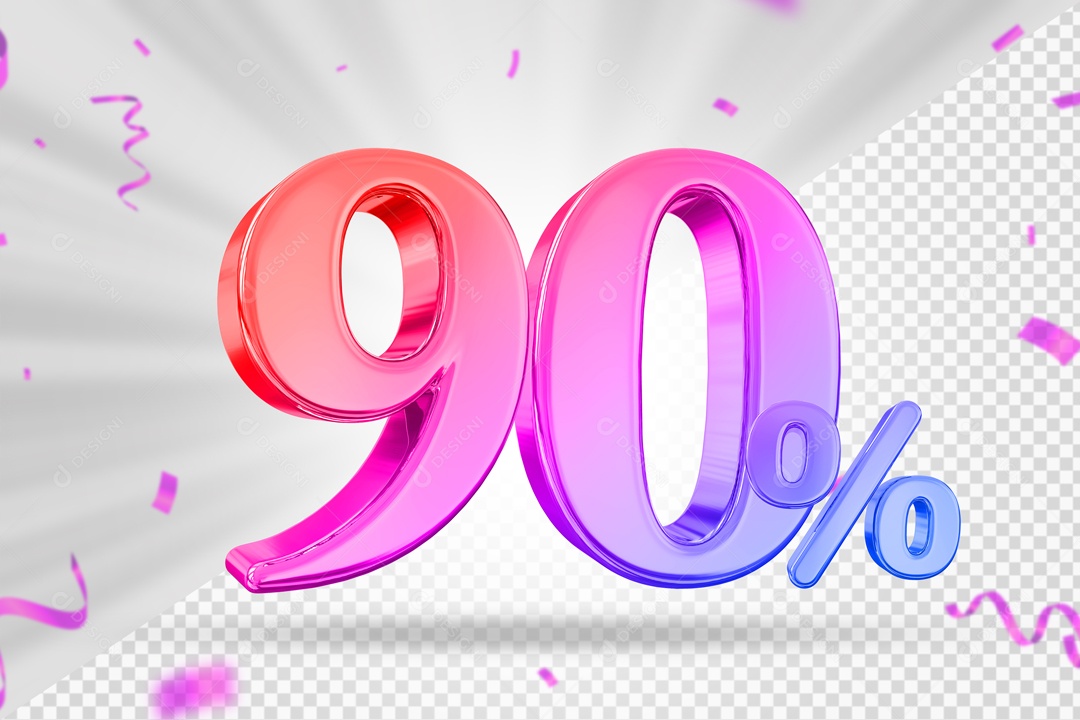 Numero Colorido De 90% Elemento 3D PSD