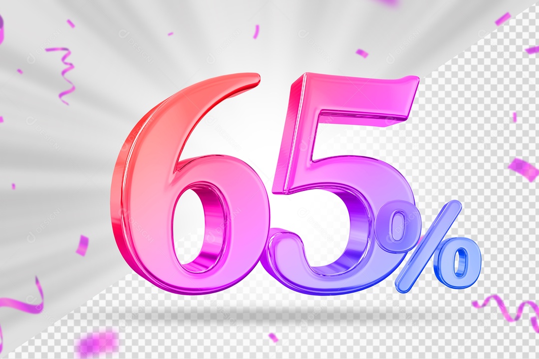 Numero Colorido De 65% Elemento 3D PSD