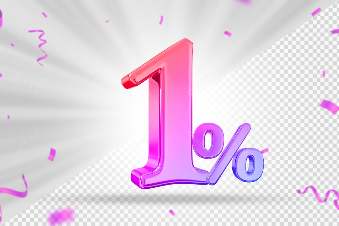 Numero Colorido De 1% Elemento 3D PSD